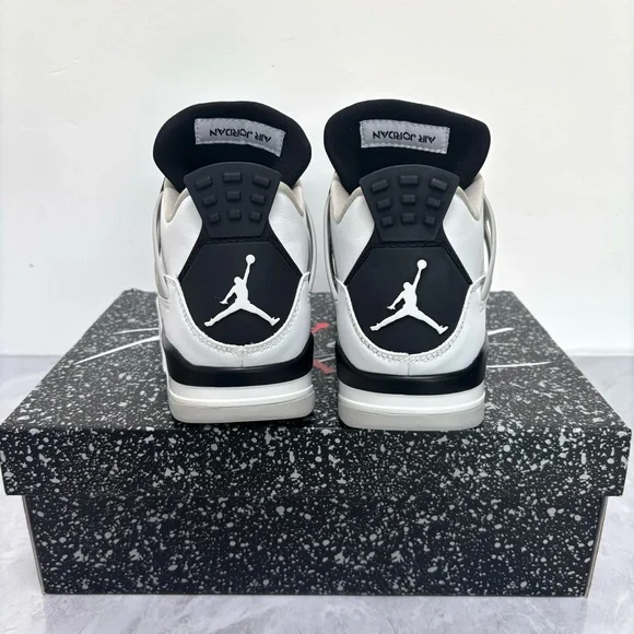 Brand New Retro 4 Military Black -Men’s Sneakers Trainers-White/Light Grey/Black - Picture 6 of 6